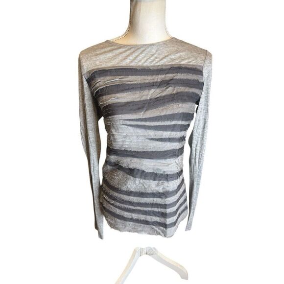 Diane Von Furstenberg Top Womens M Gray Silk Blend Ruffle Layers Whimsigoth - Picture 1 of 4